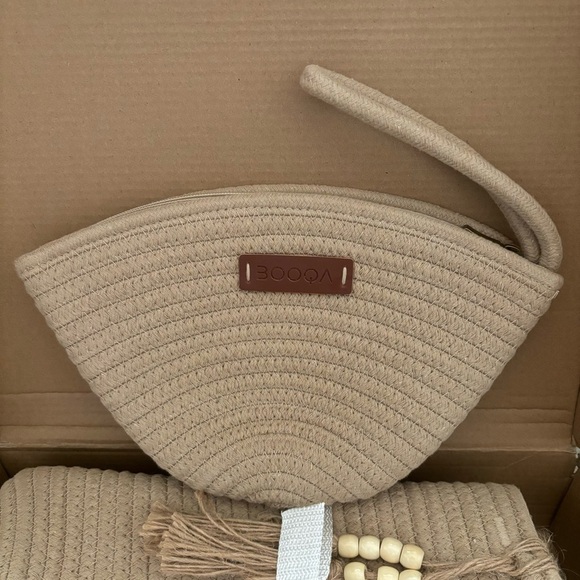 BOOQA Woven Rope Shoulder Tote & Small Handbag Set for Beach Pool Travel NWT - Picture 9 of 15